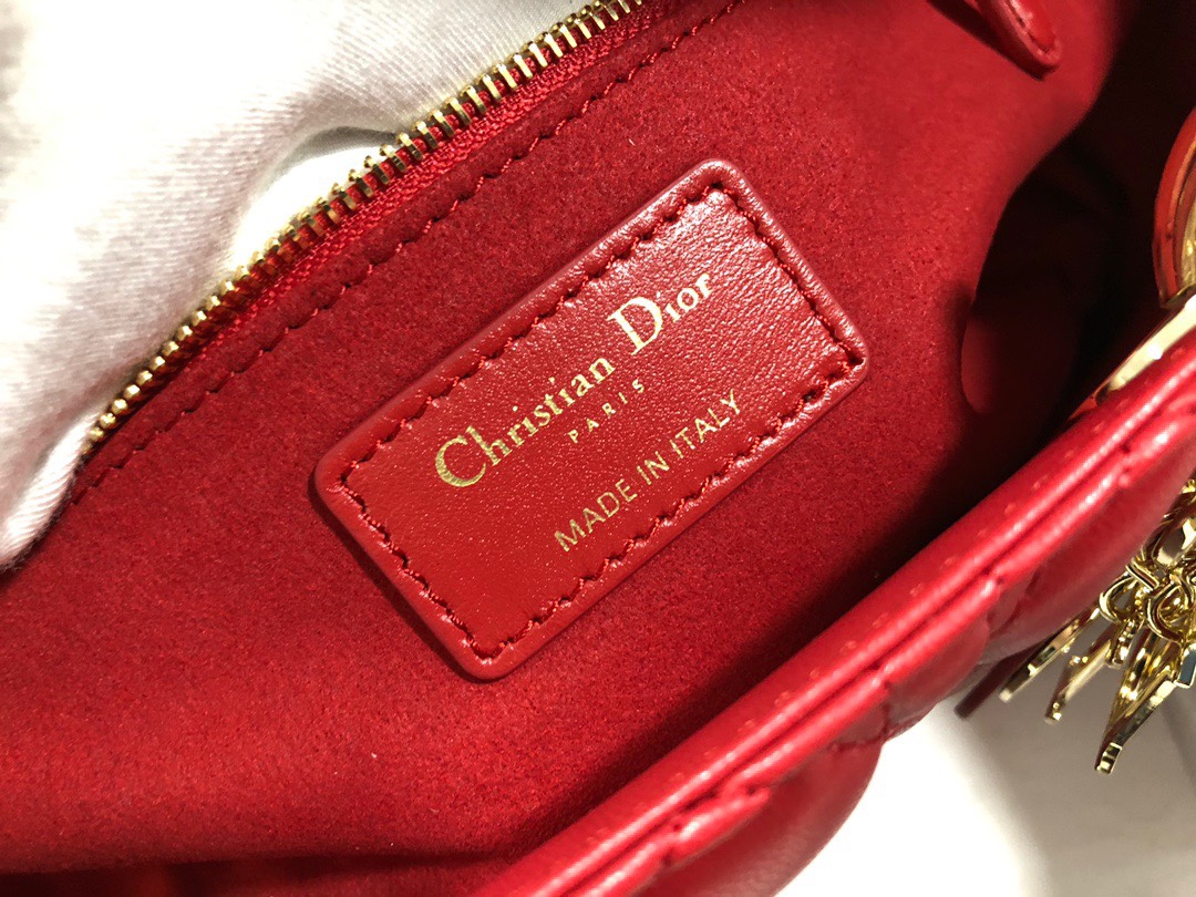 Large Lady Dior Bag Red Cannage Lambskin